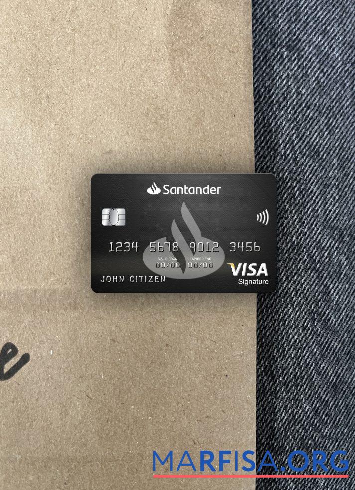 Blank United Kingdom Santander bank visa signature card photolook front real example